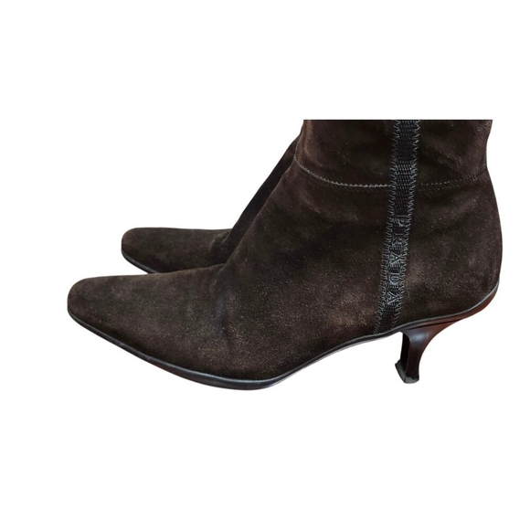 PRADA BROWN SUEDE HEELED BOOTS - EU 38.5/US 8 - Picture 8 of 16